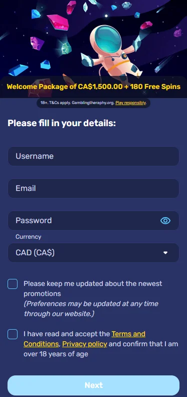 How to Register at Galaxyno Casino